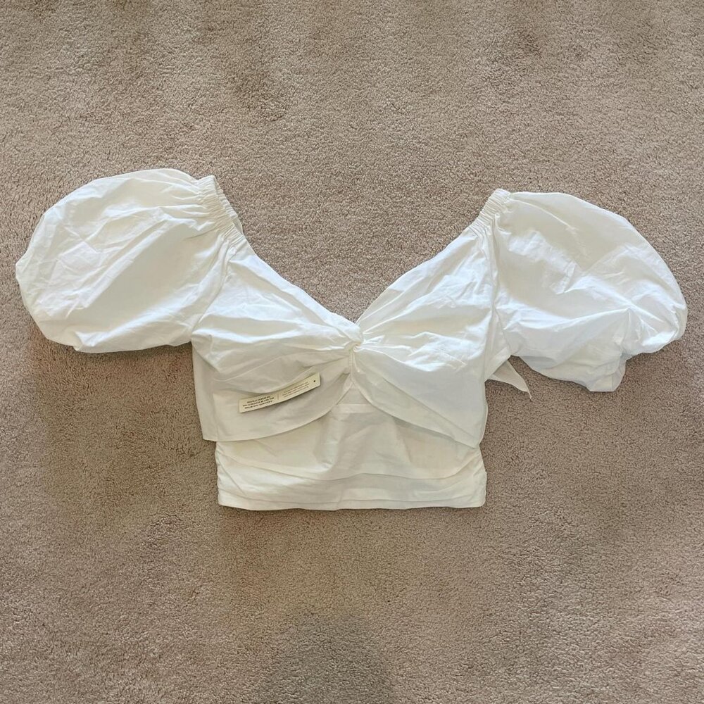 Mare Mare puff-sleeve off the shoulder white blouse NWT, size XS